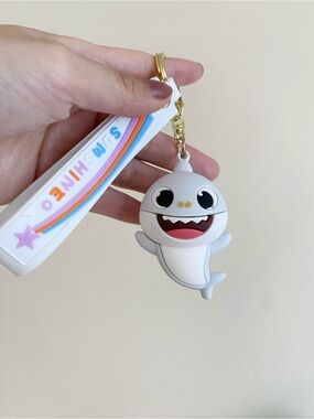 Baby Shark Silicone Keychain Charm in Light Gray & White